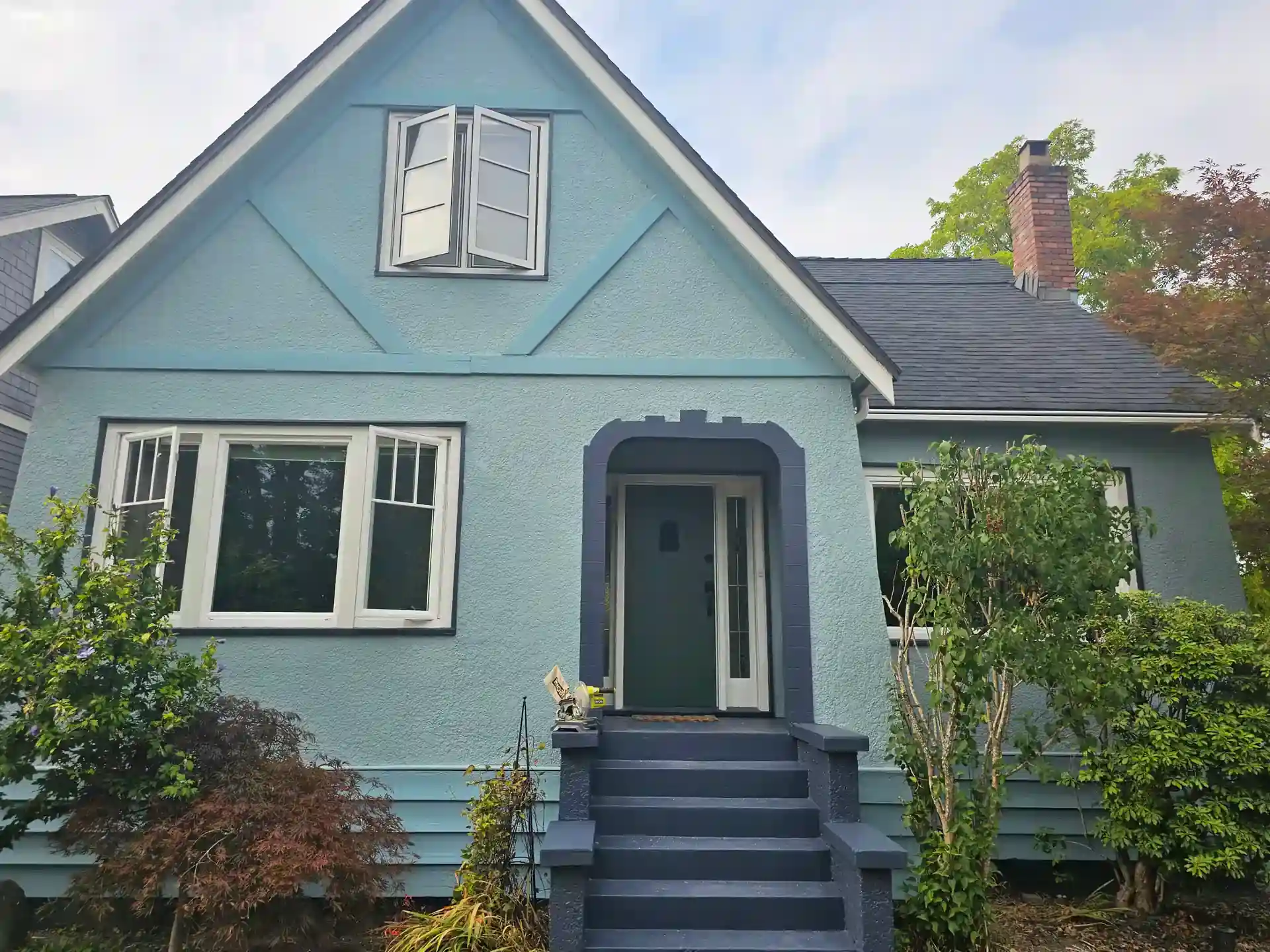blue color house exterior painting